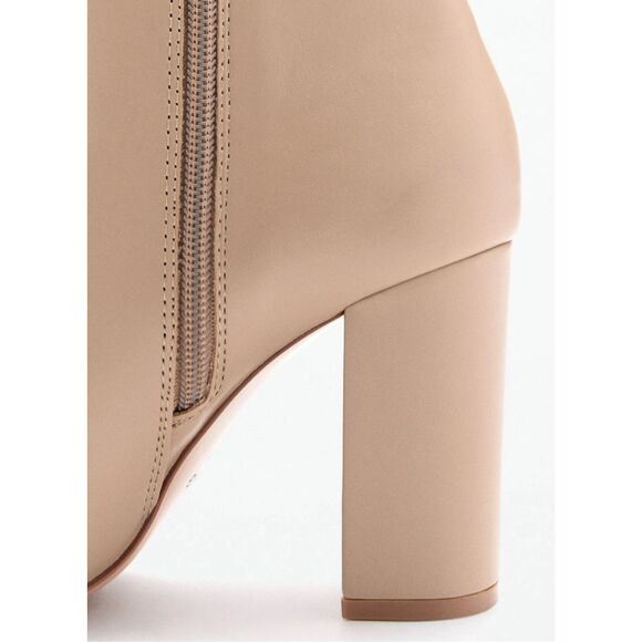 MNG BY MANGO $139 Block Heel Ankle Boots beige SZ 39 US 8.5 - Picture 3 of 5
